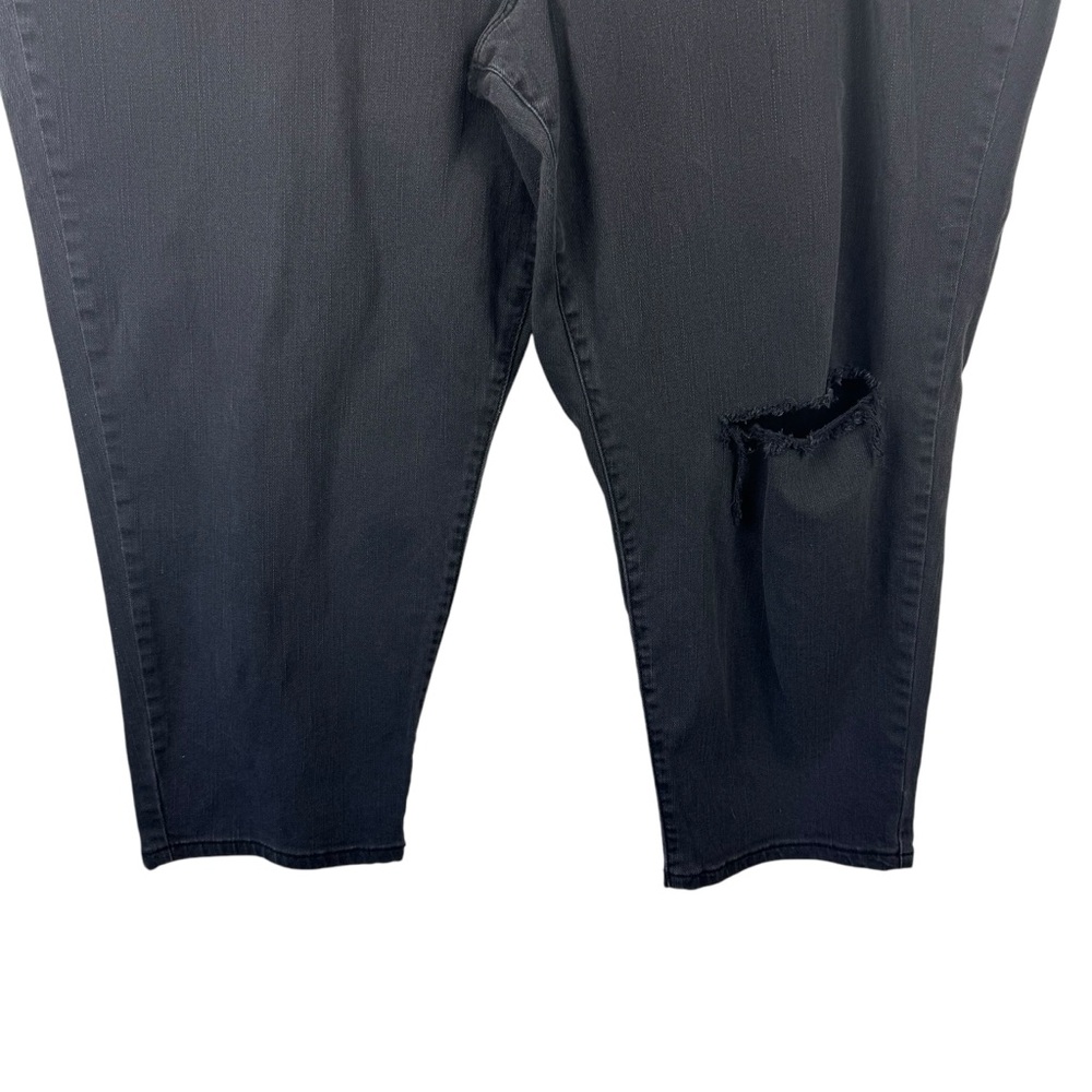 ELOQUII Washed Black Straight Jeans Stretch‎ Distressed Busted Knee Plus Size 24 - Picture 3 of 15